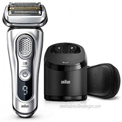 Braun Electric Razor for Men Series 9 9390cc Electric Foil Shaver Precision Beard Trimmer Rechargeable Cordless Wet & Dry Foil Shaver Clean & Charge Station and Leather Travel Case