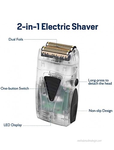 Electric Shaver for Men Pro Lithium Titanium Foil Shaver Bald Head Shaver Beard Trimmer Hair Clippers USB Rechargeable Translucent Case