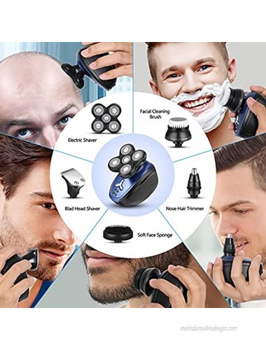 Electric Shavers for Men 5D Head Shaver 5-in-1 Head Shavers for Bald Men for Hair Beard Nose Ears Men's Electric Shaver Razors for Men Waterproof Wet and Dry
