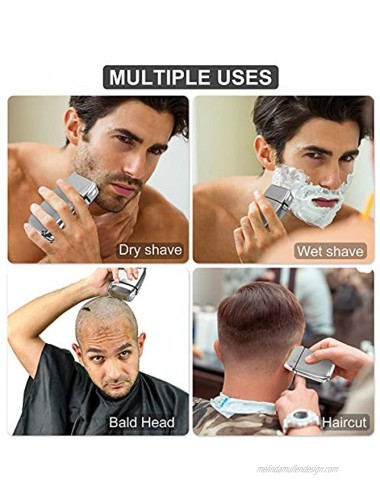 Hatteker Bald Head Shaver Foil Shaver Barber Clipper 0mm Cordless Electric Razor Electric Shaver Rechargeable Silver