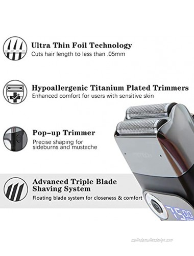 PRITECH Electric Razor for Men Hair Clippers Electric Foil Shaver Foil Lithium Titanium Professional Beard Trimmer Cordless 2 in 1