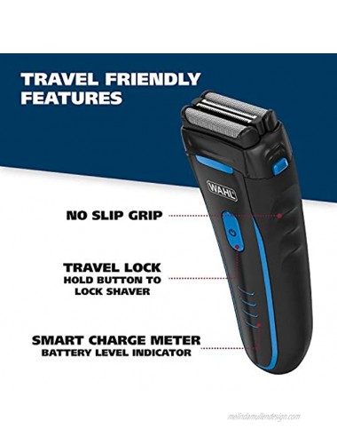 Wahl Groomsman Electric Shaver Rechargeable Wet Dry Waterproof Electric Razor for Cordless Men's Grooming Lithium Ion with Long Run Time & Quick Charge – Model 7063