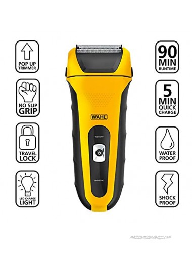 Wahl Lifeproof Lithium Ion Foil Shaver – Waterproof Rechargeable Electric Razor with Precision Trimmer for Men’s Beard Shaving Trimming & Grooming with Long Run Time & Quick Charge – Model 7061-100