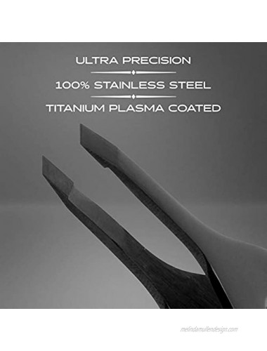 BRV MEN Wide Grip Slant Tweezers Titanium Coated Stainless Steel Perfectly Aligned Slanted Tips for Ultra Precision Professional Tweezers for Eyebrows and Nose Ear Facial Hair Black