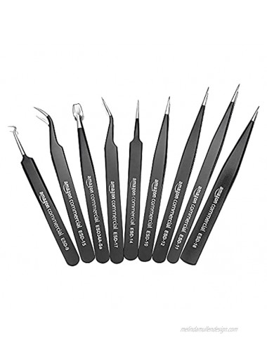 Commercial 9-Piece Stainless Steel Tweezer Set Anti-Static ESD Tweezers with Non Magnetic Tips