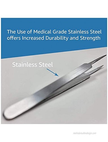 MedBlades Ingrown Hair Tweezers with Pointed Tip Stainless Steel Precision Splinter Removal For Men and Women Surgical Tweezers For Ingrown Hair Treatment