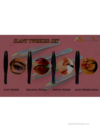 Slant Tweezers Pointed Precision Tweezers for Eyebrows & Facial Ingrown Hair Removal Eyebrow Tweezers for Women & Men 4 Pack Of Four