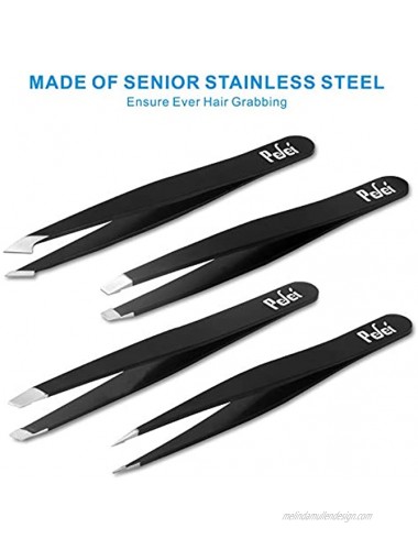 Tweezers Set Professional Stainless Steel Tweezers for Eyebrows Great Precision for Facial Hair Splinter and Ingrown Hair Removal Black