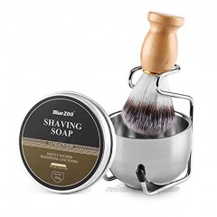 Aethland Mens Shaving Brush Set Include 100g Shaving Soap Soft Hair Shaving Brush Stand Stainless Steel with Bowl Kit for Men Gift Set