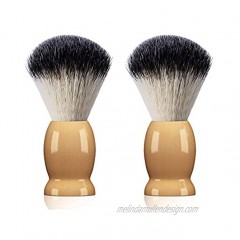 Bassion 2 Pack Shaving Brush for Men with Hard Wood Handle Luxury Professional Hair Salon Tool Gifts for Men Perfect Fathers Day Gifts from daughter wife or Kids