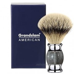 Grandslam Finest Badger Shaving Brush with Resin Handle- Engineered for the Best Shave of Your Life Gray