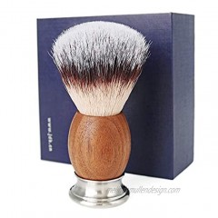 Premium Synthetic Shaving Brush with Walnut Wood Handle Stainless Steel Base by JDK