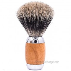 Taconic Shave's 100% 3-Band Pure Badger Luxury Shaving Brush with Deluxe Beechwood and Chrome Handle Shaving Stand Included Hand Crafted Extra Dense & Firm Brush Knot