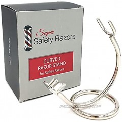 Curved Chrome Razor Stand for Safety Razors fits All Razors with Handle Lengths of 80 mm or More