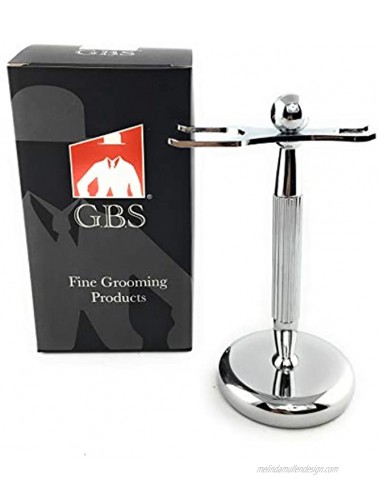 G.B.S Brush and Razor Stand Lined Chrome Shaving Stand – Stylish and Unbreakable Stand Best for Your Bathroom Everyday Grooming