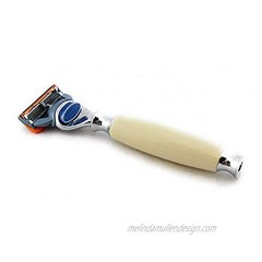 G.B.S Ivory 5 Blade Compatible Razor 5.5” Length Non Slip Provides Clean and Close Shave – Professional |Lubricated Strip – Effortless Glide | Durable Material: Convenient