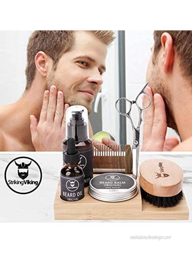 Striking Viking Beard Care Caddy Men's Bathroom Organizer Beard Holder for Vanity Top Neatly Stores Your Beard Oil Balm Wash Comb Brush & Scissors Bamboo Caddy Only