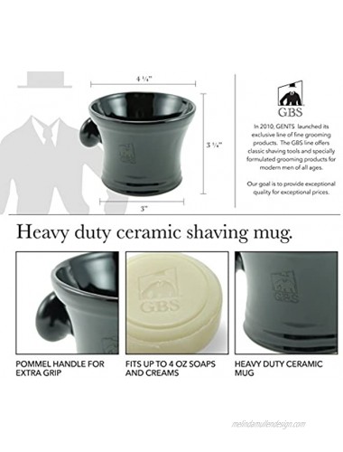 G.B.S Men's Grooming Set with Classic Shaving Soap Mug with Knob Handle Synthetic Animal-Free 5th generation Wet Shaving Brush + Stand and 97% All Natural Shaving Soap for Men