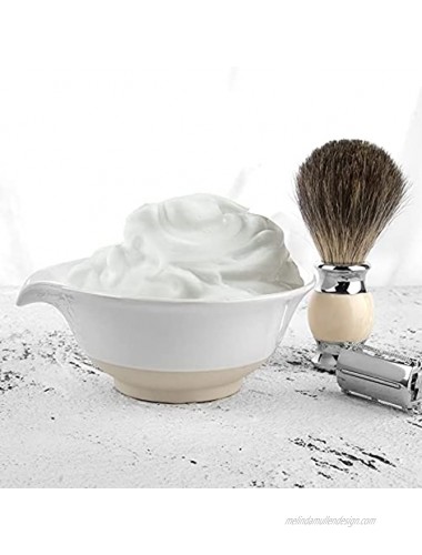 Linkidea Ceramic Shaving Bowl Shaving Soap Lather Mug Cup for Men Wide Mouth Barber Beard Wet Razor Shave Cream Cup