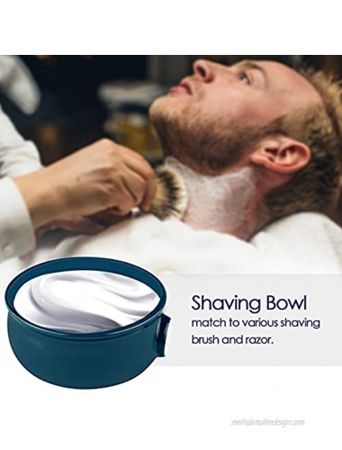 Linkidea Ceramic Shaving Soap Bowl with Non-slip Handle Wide Mouth Large Capacity Easier to Lather Ridges Wet Razor Shave Cream Bowl for Men Lake Blue