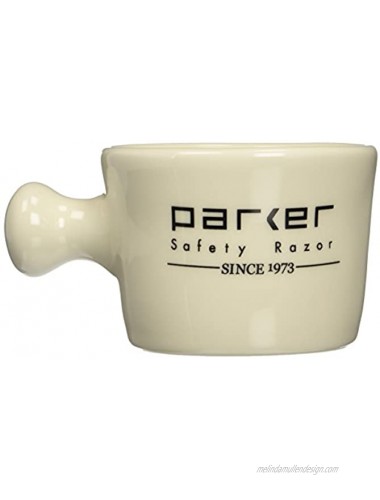 Parker Safety Razor Deluxe Stoneware Apothecary Shaving Mug – for use with up to 3” Shave Soaps and Lathering Shave Creams – Handmade in The USA Ivory