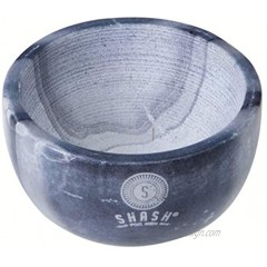 SHASH Marble Shaving Bowl Grey Lather Mug with Interior Grooves Builds a Rich Foamy Froth Retains Heat for a Close Comfortable Shave Compact Sophisticated Design Gray