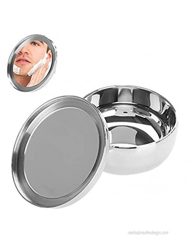 Shaving Soap Bowl Universal Men Stainless Steel Beard Shaving Soap Bowl Shaving Mug Container With a Mirror