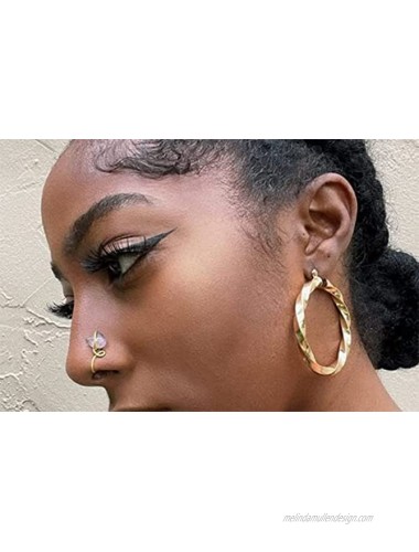 6Pcs Set Adjustable Crystal Nose Ring Human Body Piercing Nose Clip False Nose Ring Nose Nail