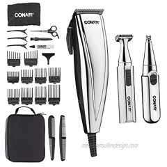 ConairMAN 3-in-1 Chrome 25-piece Hair Clipper Includes Battery Operated Detail Trimmer and Battery Operated Ear and Nose Hair Trimmer