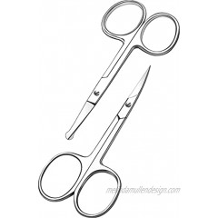 Curved and Rounded Facial Hair Scissors for Men Mustache Nose Hair & Beard Trimming Scissors Safety Use for Eyebrows Eyelashes and Ear Hair Professional Stainless Steel Silver