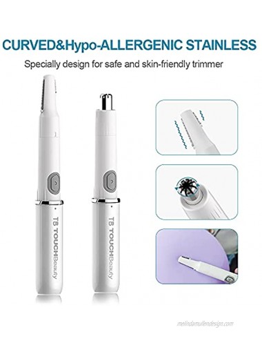 Face Eyebrow Nose Ear Hair Trimmer by TOUCHBeauty All-in-ONE Hair Remover for Women & Men Dual Blades Shaver Battery Powered Upgraded Version TB-1458White