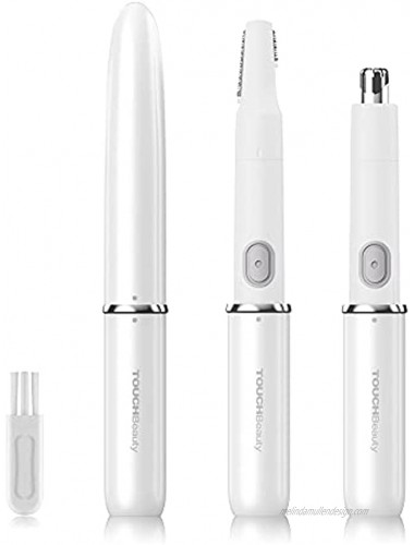 Face Eyebrow Nose Ear Hair Trimmer by TOUCHBeauty All-in-ONE Hair Remover for Women & Men Dual Blades Shaver Battery Powered Upgraded Version TB-1458White