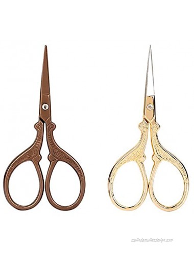HEEPDD 2Pcs Vintage Crane Shaped Stainless Steel Scissors Beauty Makeup Trim for Men Curved Rounded Facial Hair Moustache Nose Hair Beard Trimming