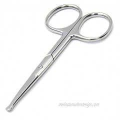 Melwey Rounded Tip Stainless Steel Nose & Facial Hair Safety Scissor Blunt Tip Small Scissors for Nose Eyebrows Eyelashes Men Moustache Beard Trimming Baby Scissors for Baby Nails.