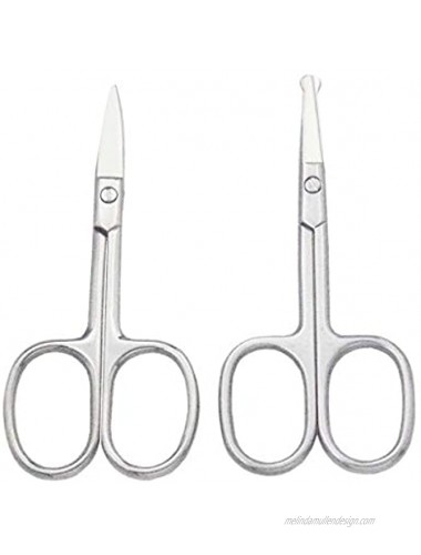 Motanar Eyebrow and Nose Hair Scissors 3.7” Stainless Steel Professional Facial Hair Beard Eyelashes Ear Hairs and Moustache Scissors Trimmer 2 Pieces