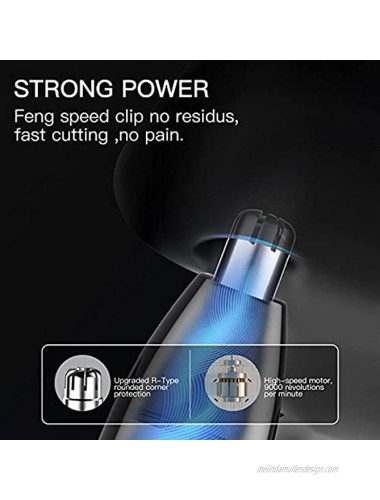 Nose and Ear Hair Trimmer for Men-9000 RPM Painless Precision Nose Trimmer,Typ-C USB Rechargeable Nose Hair Trimmer,IPX6 Waterproof,Stainless Steel Blade-Never Rust Dual Edge Blades for Easy Cleansing