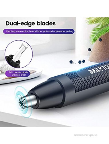 Nose and Ear Hair Trimmer Professional Painless Electric Nose Hair Removal for Men Battery-operated Dual Edge Blades with Cleaning Brush,Black