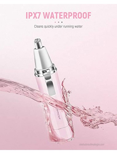 Nose and Ear Hair Trimmer SUPRENT Wet & Dry Trimmer for Women IPX7 Waterproof Design Stainless Steel Rotation Blade Portable Use Pink