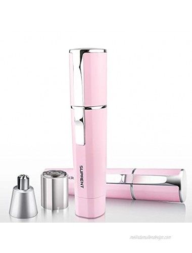 Nose and Ear Hair Trimmer SUPRENT Wet & Dry Trimmer for Women IPX7 Waterproof Design Stainless Steel Rotation Blade Portable Use Pink