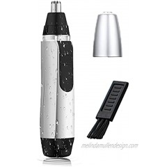 Nose Hair Trimmer for Men 2021 Professional Painless Eyebrow & Facial Hair Trimmer for Men Women Battery-Operated Trimmer with IPX7 Waterproof 9000RPM，Dual Edge Blades for Easy Cleansing Silver