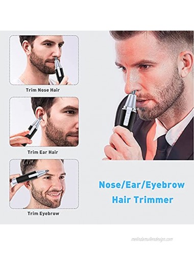 Nose Hair Trimmer for Men Electric Nose and Ear Hair Trimmer with 360° Rotating Painless Dual Edge Blades IPX7 Waterproof Mute Motor Battery Operated