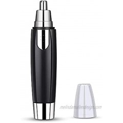 Nose Hair Trimmer for Safe Trimming of Nose Ear Hair and Eyebrows Without Plucking Battery Operated IPX7 Waterproof Double Blades Professional Painless Facial Hair Trimmer Black