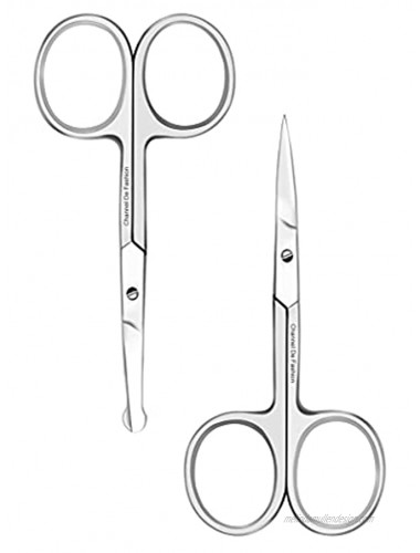 Premium Quality Nose Hair Scissors for Men Stainless Steel Scissors for Mustache and Beard Trimming Eyebrows and Ear Hair Scissor Pack of 2