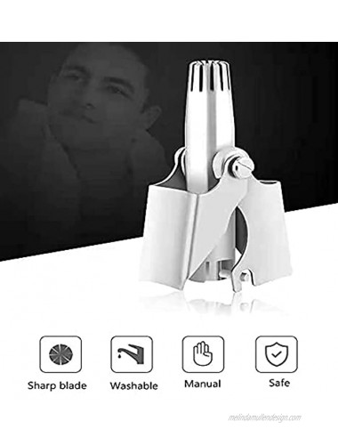 Stainless Steel Nose & Ear Hair Trimmers Manual Waterproof Painless Nose and Ear Hair Trimmer with Twelve Dual-Edged blades