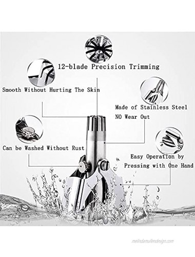 Stainless Steel Nose Hair Trimmer for Men Women QIAODIREN Manual Rotary Trimming Machine No Batteries Waterproof Painless Required Removable and Washable with Brush & Box