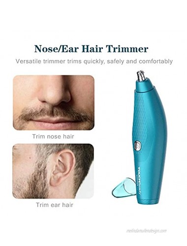 TOUCHBeauty Advanced Painless Ear Nose Hair Trimmer for Men Updated Version with Low battery Reminder Washable Dual Edge Blades Mens Precision Personal Groomer System Battery-Powered