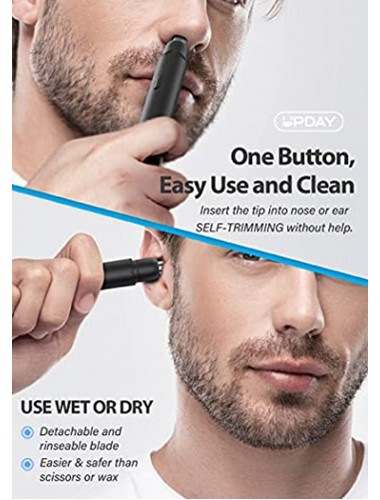 UPDAY Newest Rechargeable Ear and Nose Hair Trimmer Fastest 13000 RPM USB Type-C Port Blade Spare Metal Build Easy Use and Clean