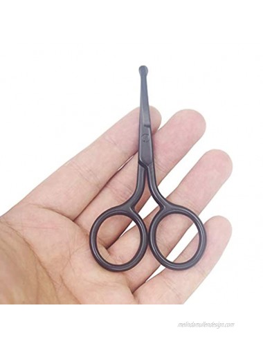 Yutoner Curved Straight Rounded Blunt Facial Hair Scissors for Men Mustache Nose Hair & Beard Trimming Scissors Safety Use for Eyebrows Eyelashes and Ear Hair Black Safety Head