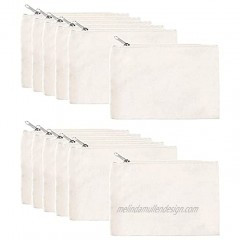 12 Pack Blank Canvas Zipper Pouch Bulk Makeup Bag Pencil Case for Cosmetic & DIY Crafts 6 x 8 in