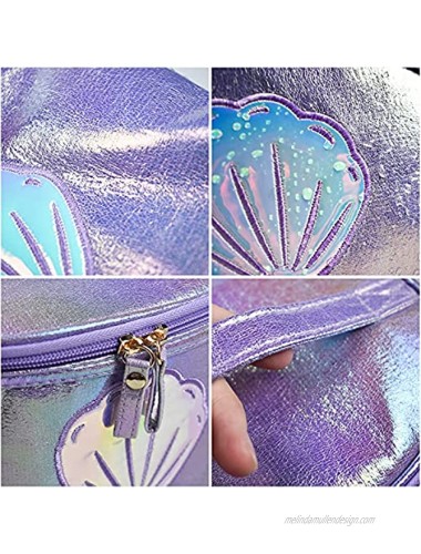 3Pcs Makeup Bags Portable Travel Cosmetic Bag Organizer for Women Girls Cute Purse Toiletry Bags Washable Waterproof Purple